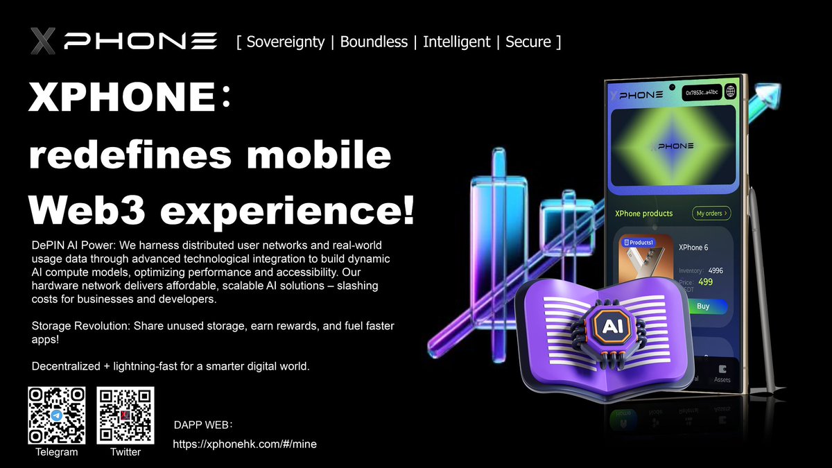 Transform idle devices into AI superpowers! 🌐⚡

XPhone #DePIN network turns distributed hardware + real-world usage data into self-optimizing AI compute models – the more users join, the smarter &amp; cheaper it gets.

#XPhone #DID #AI