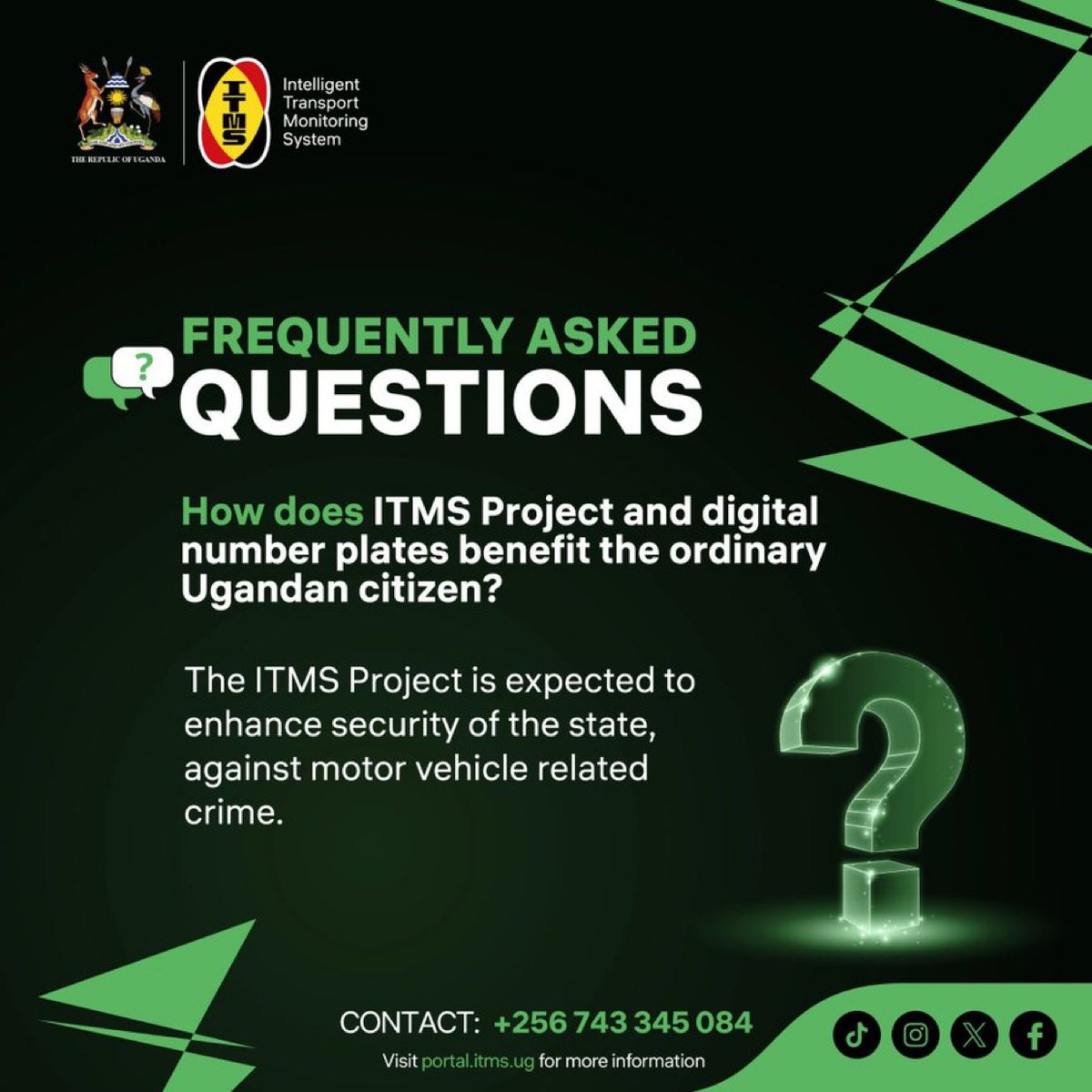 faithkwizera4's tweet image. With digital number plates and real time monitoring, Ugandans get:

🔹 Faster recovery of stolen cars
🔹 Instant identification of reckless drivers

Basically, a smarter road system that stays ahead🚦 #ITMS