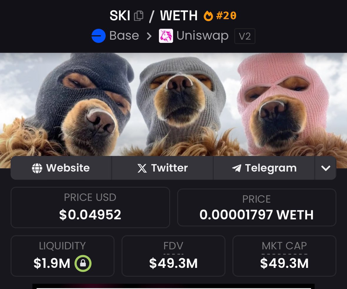 I’m not promoting $Ski. Am only sharing an information that may be useful in few days from now. As for me’ I’m buying the dip like I never did. #Ski has outperformed many of the project listed on major exchanges and I think is high time <a href="/Ski_CTO/">Ski Mask Dog</a> get what it deserves. Calling on