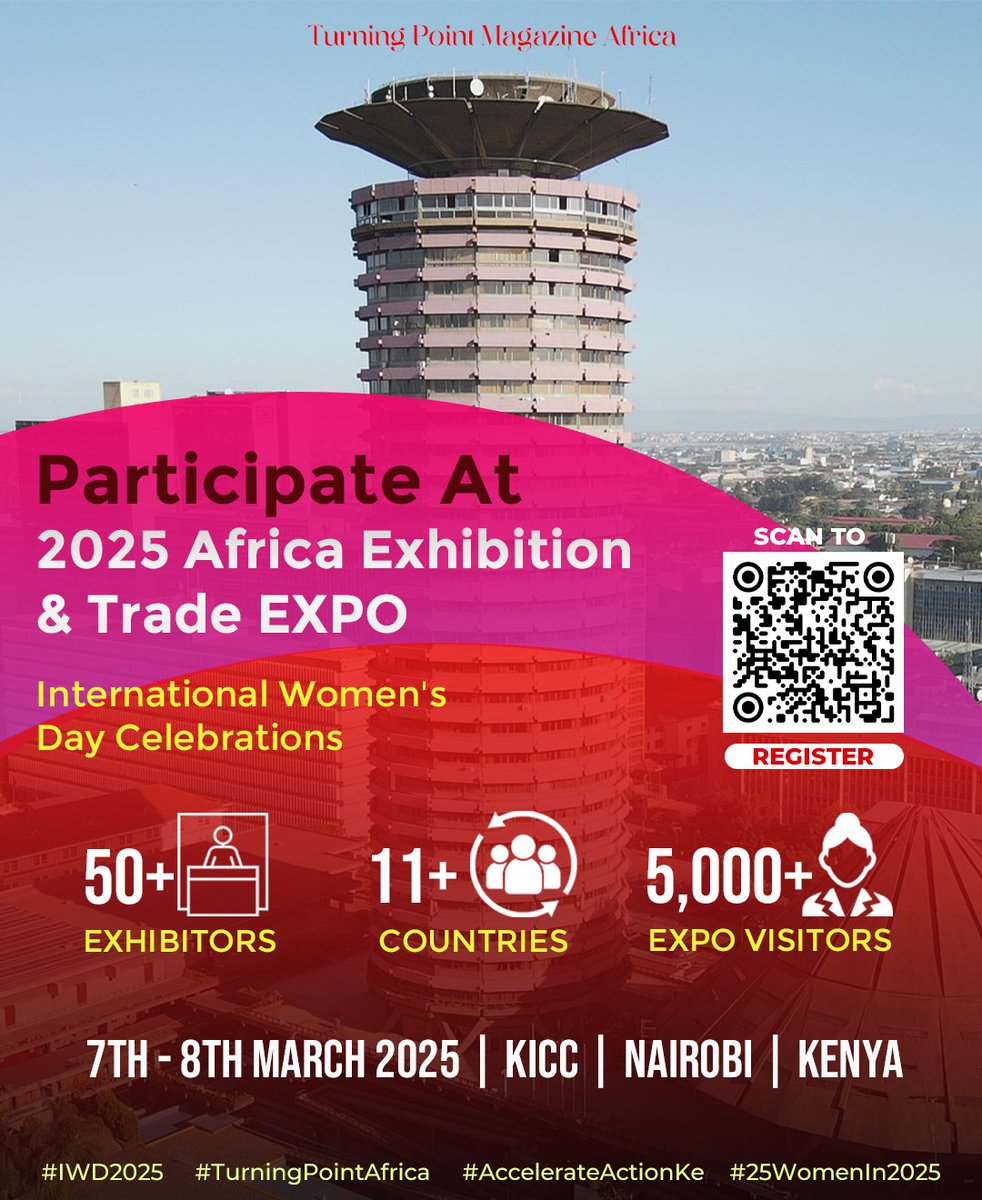 Ken Mutua (@its_ken_mutua) on Twitter photo 13 DAYS TO GO!
Join <a href="/TPointMagazine/">Turning Point Magazine</a> in celebrating women, innovation, and trade at the 2025 Africa Exhibition and Trade Expo—a powerful event in honor of International Women’s Day!
Date: 7th & 8th March 2025
Time: 8:00 AM - 4:00 PM
Venue: KICC
#TurningPointMagazine 13 DAYS TO GO!
Join <a href="/TPointMagazine/">Turning Point Magazine</a> in celebrating women, innovation, and trade at the 2025 Africa Exhibition and Trade Expo—a powerful event in honor of International Women’s Day!
Date: 7th & 8th March 2025
Time: 8:00 AM - 4:00 PM
Venue: KICC
#TurningPointMagazine