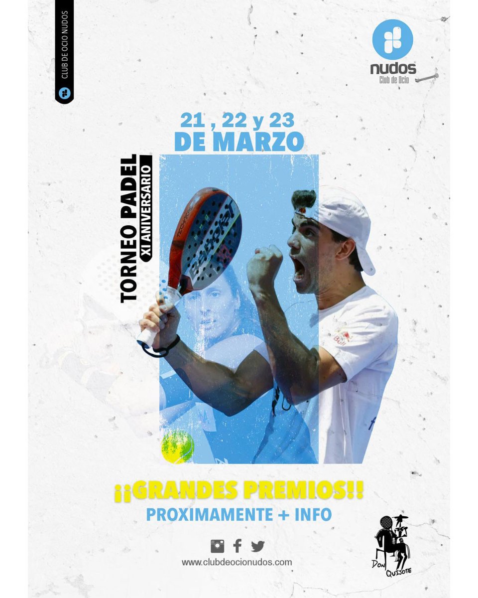 📢🎾 ¡Atención, padeleros! 🎾📢

El Torneo de Pádel XI Aniversario de Club de Ocio Nudos cambia de fecha 📅‼️

🆕 Nuevas fechas: 21, 22 y 23 de marzo 🆕

🏆 Misma emoción, mismo nivel y GRANDES PREMIOS 💥💪
¡Muy pronto más info! 🔥

#TorneoPádel #ClubDeOcioNudos #XIAniversario