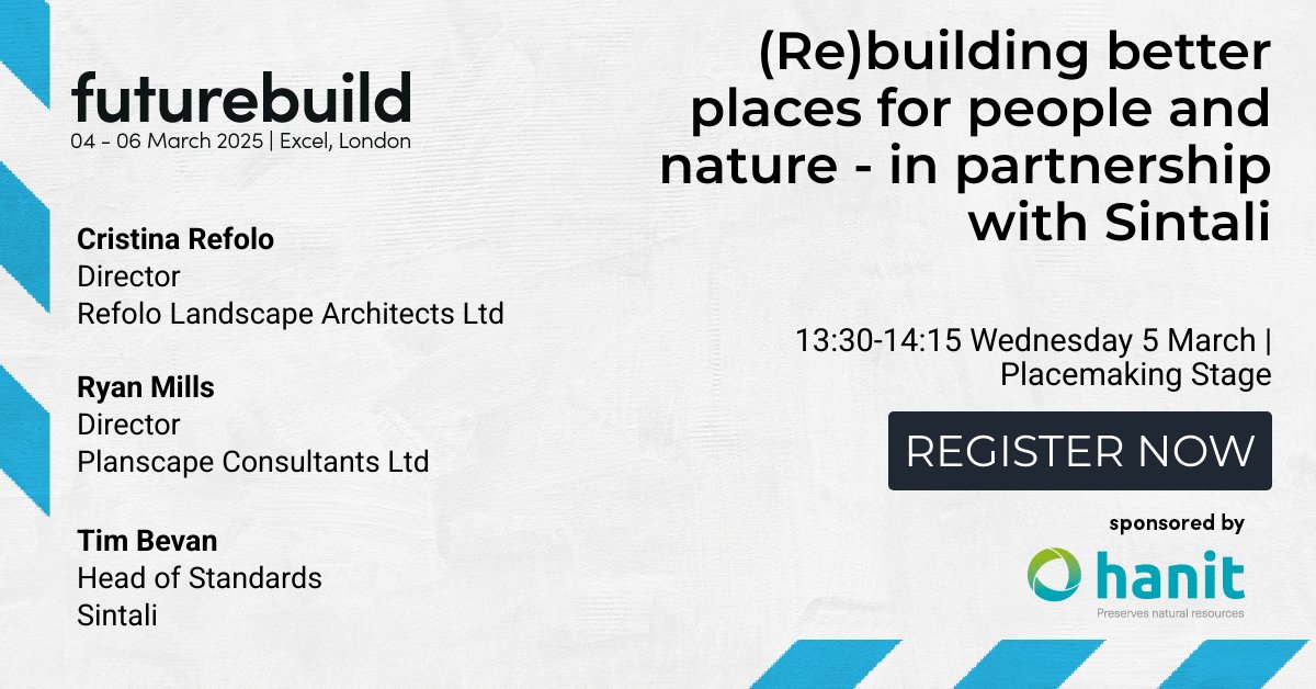 Join Cristina and a panel of built environment experts next week to discuss  (Re)building better places for people and nature, at <a href="/FuturebuildNow/">Futurebuild</a>  on Wednesday 5th  March, at 13:30 at ExCeL London.