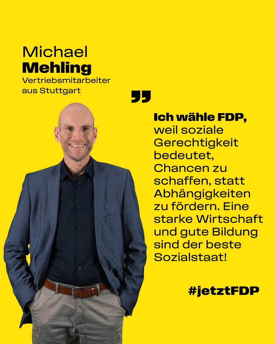 Michael Mehling wählt <a href="/fdp/">FDP</a>: Für mehr Aufstiegschancen. #jetztFDP