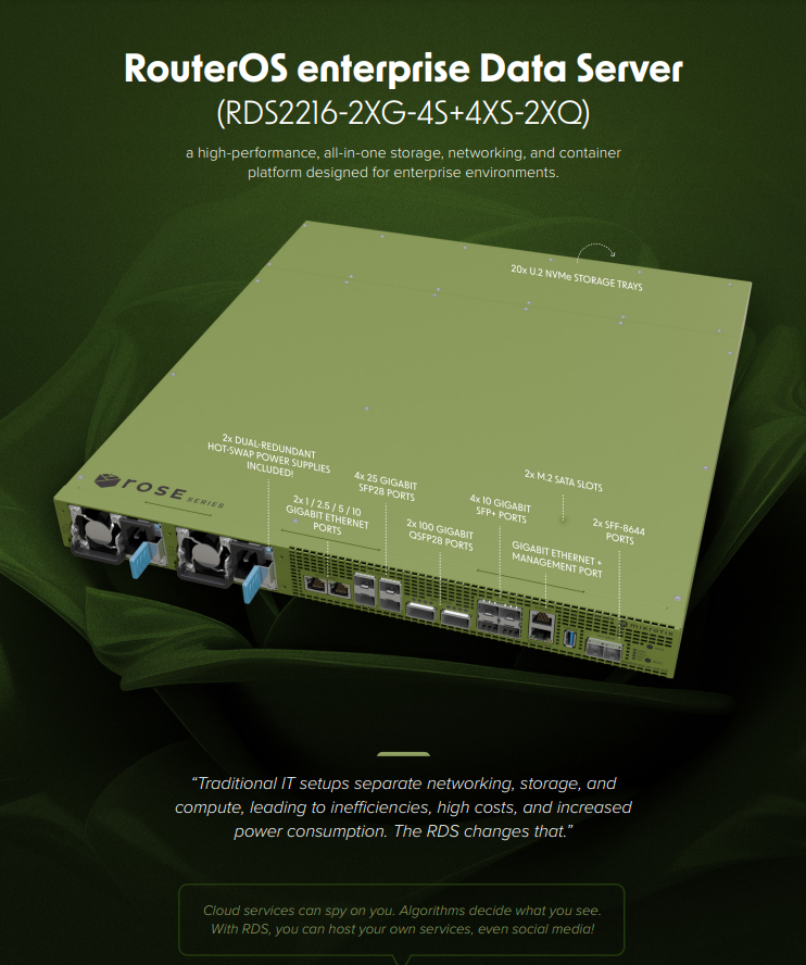 MikrotikStoreEu's tweet photo. Have you wondered what MikroTik is planning to do with it?
https://t.co/UiovgUuGqo
#MikroTik #RouterOS #Enterprise #DataServer
So, take a look at this new soon to be released Enterprise RouterOS being:
#RDS2216-2XG-4S+4XS-2XQ https://t.co/IjJexVzQgp