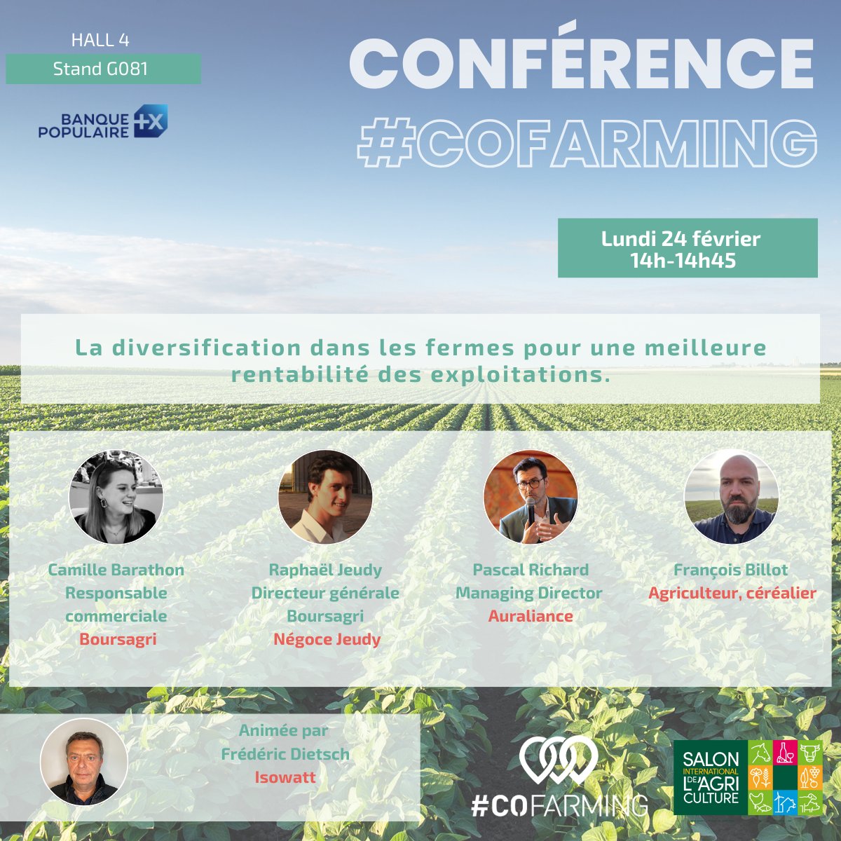 IsowattFr's tweet photo. 🌾 Isowatt au Salon de l’Agriculture !

Le solaire, un atout pour les agriculteurs 🚜
✅ Réduire sa facture énergétique
✅ Générer un revenu complémentaire
✅ Sécuriser son exploitation
📅 Table ronde sur la diversification
📍 Stand CoFarming (Hall 4 - G081)
🗓 Lundi 24 fév. https://t.co/k8jRTwIzyM