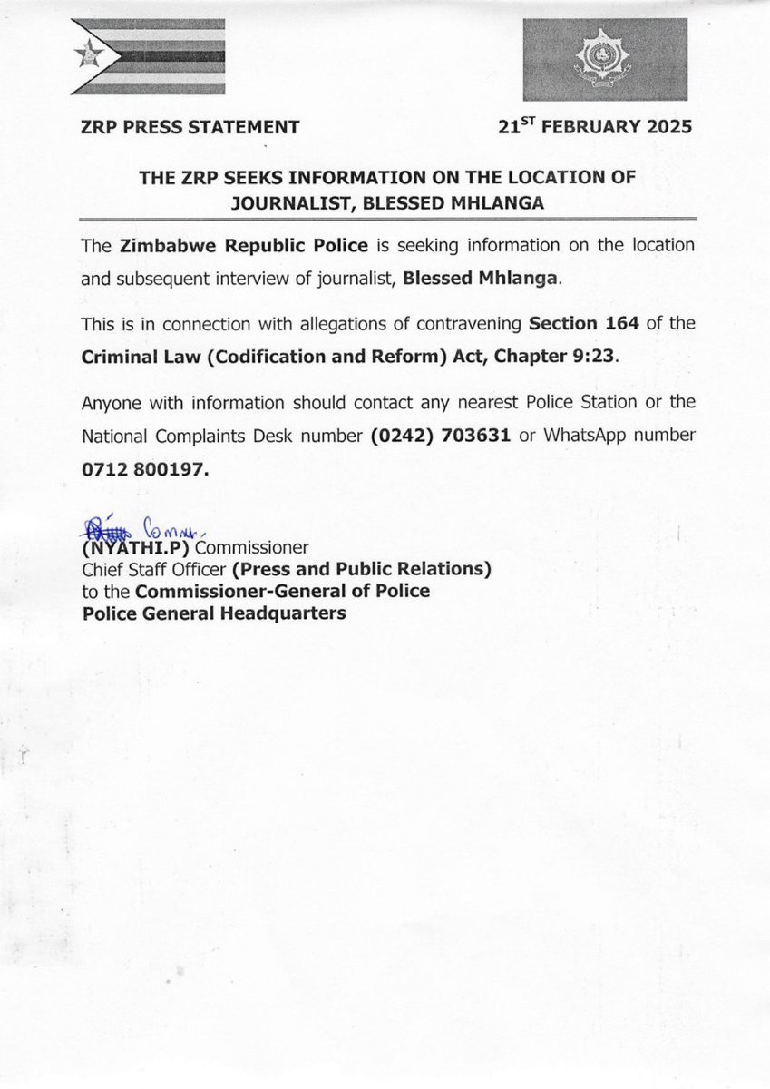 MutasaPeter's tweet photo. Journalists must be protected in Zimbabwe 🇿🇼 

We can not get to 2030 in such an environment 

This is why l don't support changing the Constitution for this persecution of workers to continue 

No worker must be persecuted for carrying out his job 

@ilo 
@misa 
@bbmhlanga https://t.co/r76PfmY20E