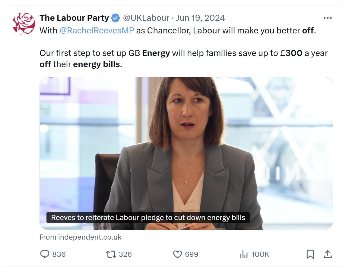 Some claiming that 🥀Labour did not state that they would reduce you energy bills by £300 per year in short order. 

🤔 Exhibit 1  - Yes but we know how "front pages" work?