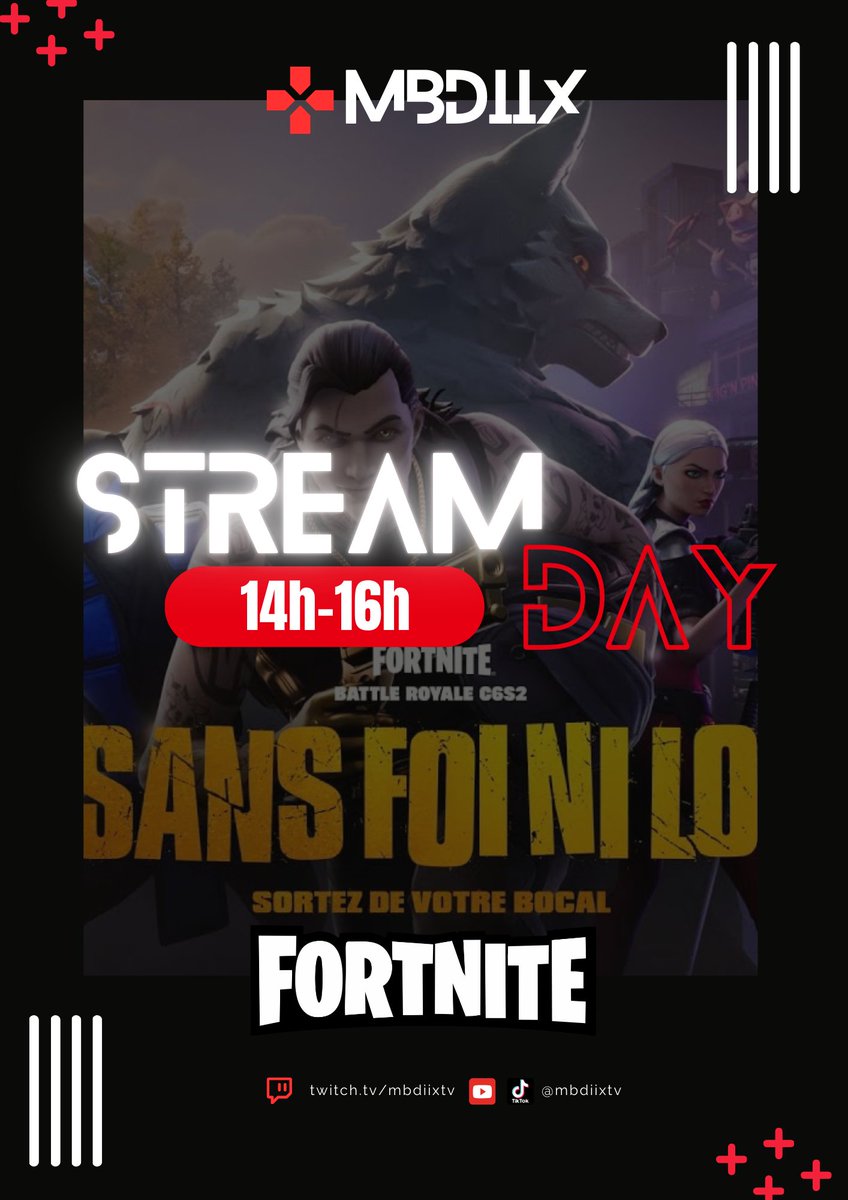 MbdiixTV's tweet photo. 🎮 LIVE SPÉCIAL NOUVELLE SAISON FORTNITE ! 🔥

On se retrouve aujourd'hui à 14h pour tester ensemble la nouvelle saison de Fortnite ! 🔫

Sois là ! 👇
🔴Lien : https://t.co/46mY5leqVs

#Fortnite #LiveGaming #NouvelleSaison #BattleRoyale https://t.co/w3y4Nes3fY