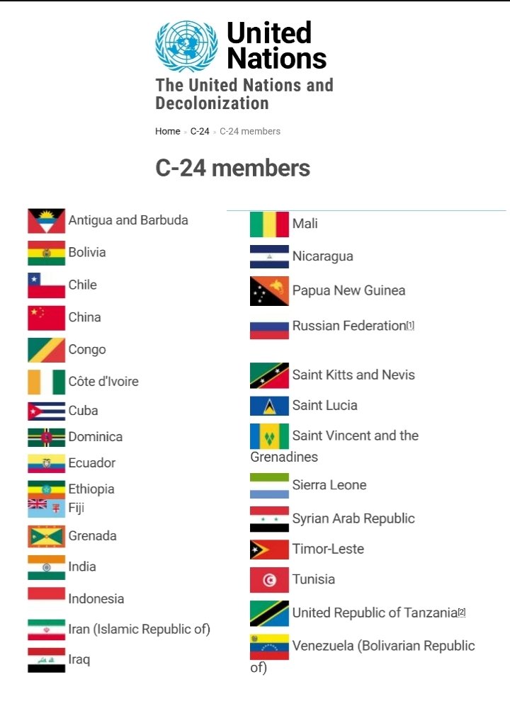 TheIndyNinja1's tweet photo. These are the current members of the C24 committee of the UN who will decide whether Scotland meets the criteria of a colony 
Nite
No US and no UK.
#decolonisation 
#liberation4scotland https://t.co/skXG06fbHg