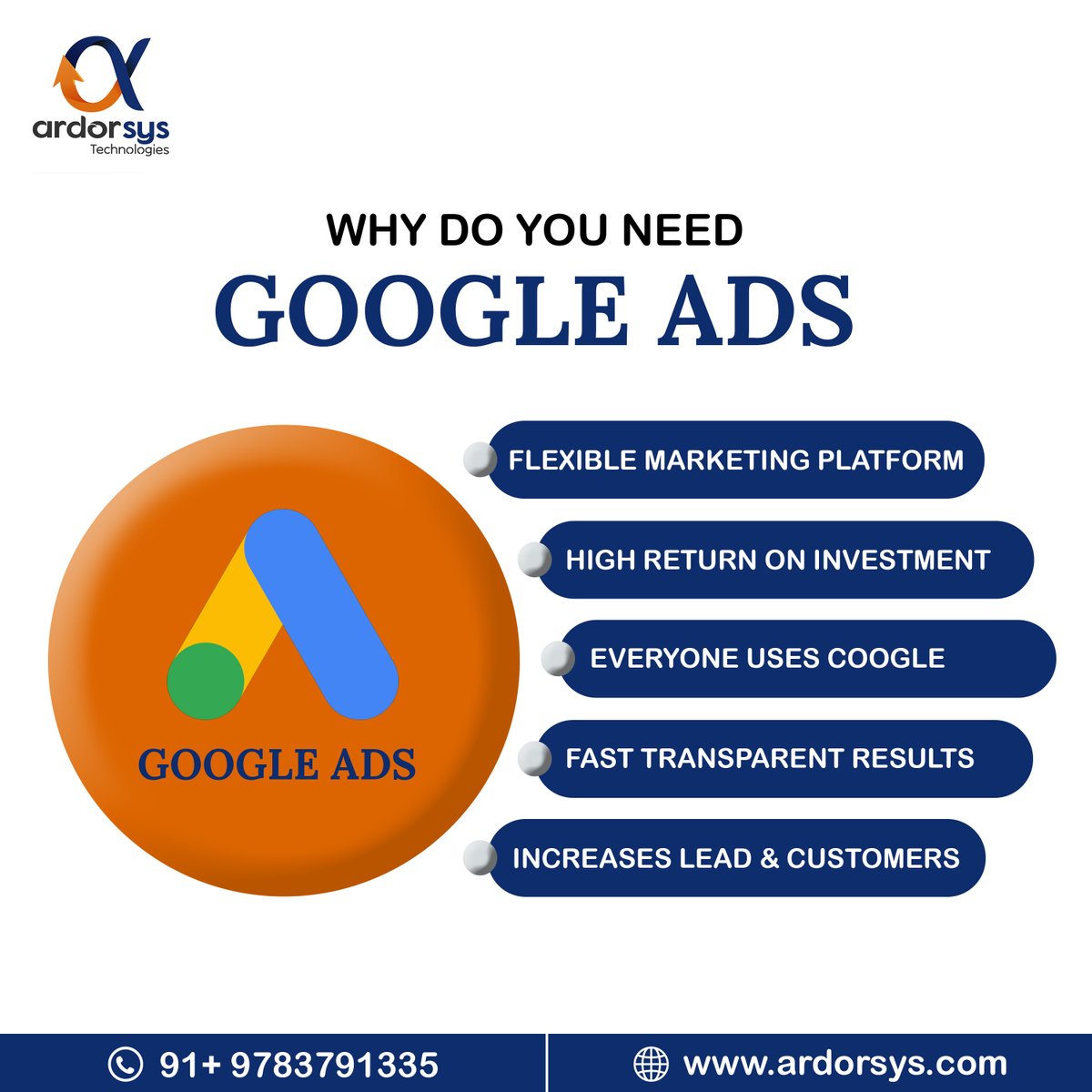 ardorsys's tweet photo. Boost your business with Google Ads! 
Maximize ROI, increase leads, &amp; reach more customers with a flexible marketing platform. 💼 
Let’s connect! 
+91-9783791335 | https://t.co/XycswDObZX
#GoogleAds #DigitalMarketing #ROI #LeadGeneration #MarketingStrategy #TrendingNow #ardorsys https://t.co/qB49zm7LOb