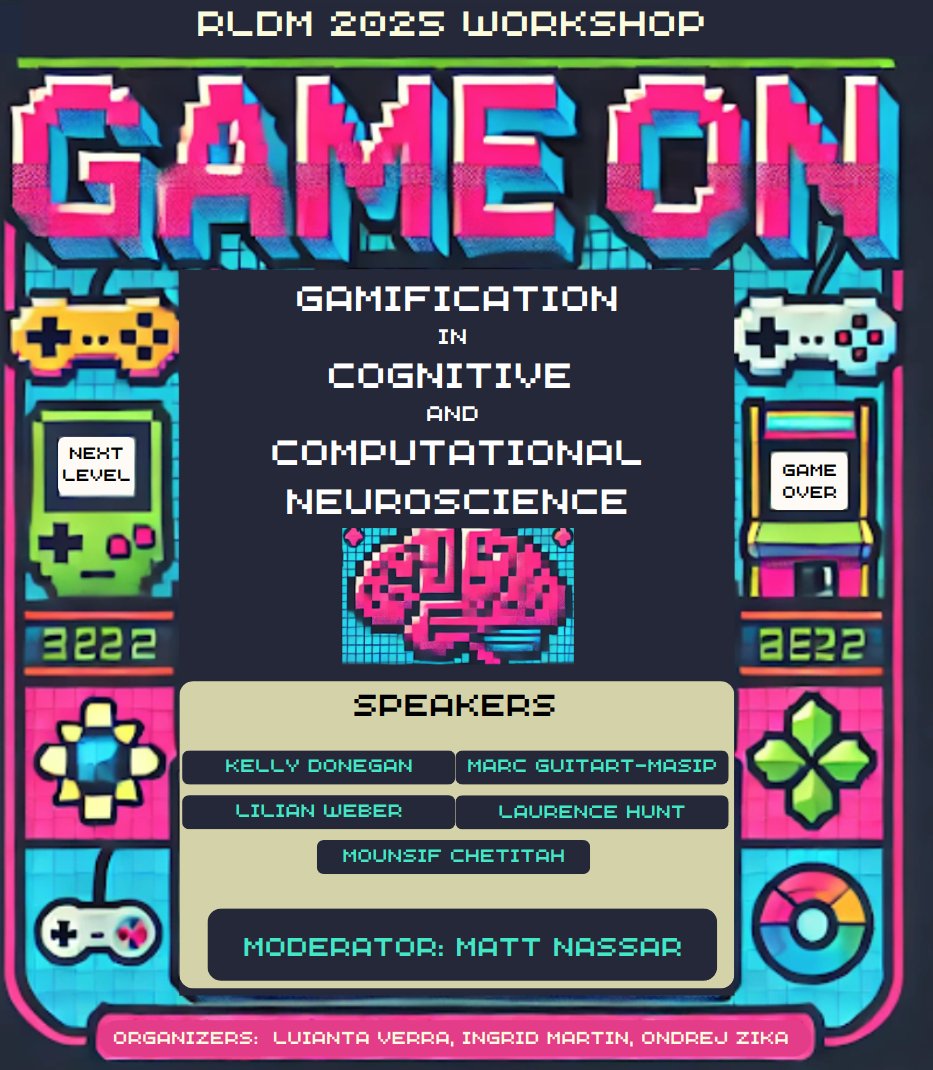 Ondrej Zika (@ondrejzika) on Twitter photo 1/n
🚨💫🤖 RLDM Workshop announcement:
"Game on: Leveraging Gamification in Cognitive and Computational Neuroscience"
Contributed talks submissions now OPEN: shorturl.at/0p0Jd
Looking forward to seeing you in Dublin!
w/ <a href="/lui_anta/">Luianta Verra</a> & <a href="/ingrdmrtn/">Ingrid Martin</a> 1/n
🚨💫🤖 RLDM Workshop announcement:
"Game on: Leveraging Gamification in Cognitive and Computational Neuroscience"
Contributed talks submissions now OPEN: shorturl.at/0p0Jd
Looking forward to seeing you in Dublin!
w/ <a href="/lui_anta/">Luianta Verra</a> & <a href="/ingrdmrtn/">Ingrid Martin</a>