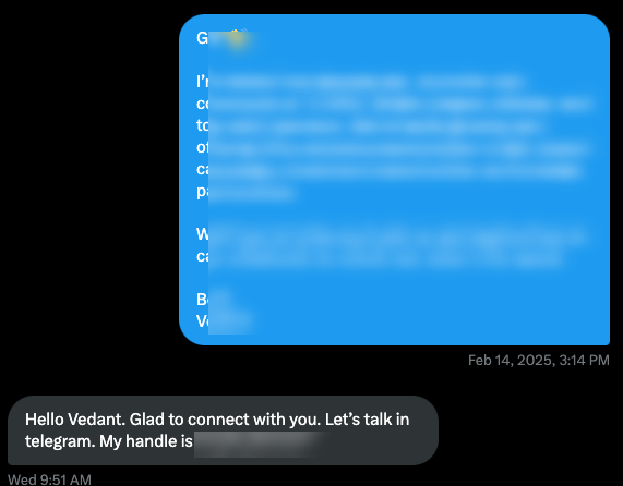 Crafting an Effective KOL Outreach Strategy: From Finding to Messaging

Want your cold DMs to KOLs to actually convert?

1️⃣ Research their content focus &amp; engagement patterns 
2️⃣ Personalize your approach with specific value 
3️⃣ Be concise but comprehensive 
4️⃣ Offer genuine