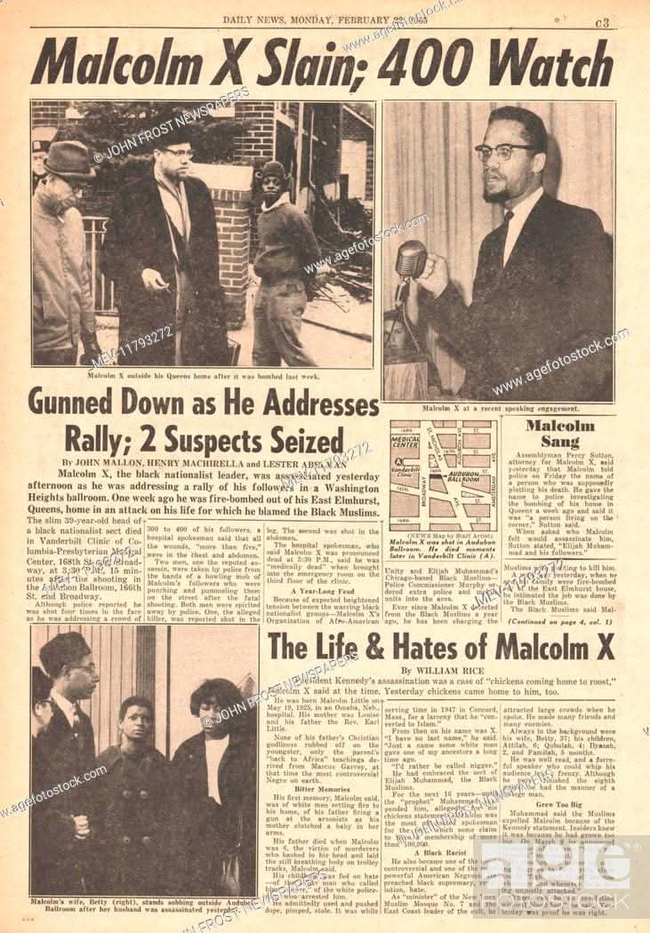 My father, John Cherry, was one of the 400 people who was at the Audubon Ballroom in New York City 60 years ago on this date - February 21, 1965. Malcolm X was 39 years old when he was assassinated. 

Actor Ossie Davis eulogized Malcolm X as "our shining Black prince.