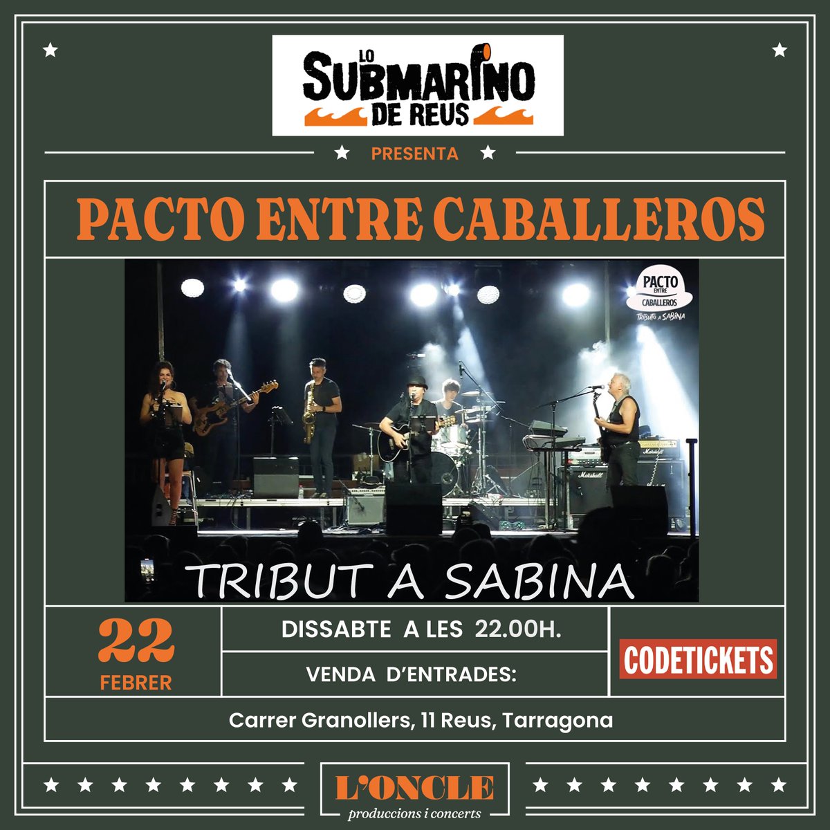 <a href="/snorfy2/">pactoentrecaballeros</a> Pacto entre Caballeros / <a href="/losubmarinoreus/">Lo Submarino de Reus</a> concierto tributo al maestro Sabina, no te lo pierdas.