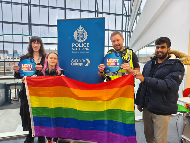 Police Scotland East Ayrshire (@psoseayrshire) on Twitter photo Ayrshire College Liaison officer PC Frank Lynch, with members of the Ayrshire College’s LGBTQ+ association. Showing support for LGBTQ+ History Month”. @AyrshireColll <a href="/AyrshireCollSA/">The Student Association at Ayrshire College</a>, #LGBTQ Ayrshire College Liaison officer PC Frank Lynch, with members of the Ayrshire College’s LGBTQ+ association. Showing support for LGBTQ+ History Month”. @AyrshireColll <a href="/AyrshireCollSA/">The Student Association at Ayrshire College</a>, #LGBTQ