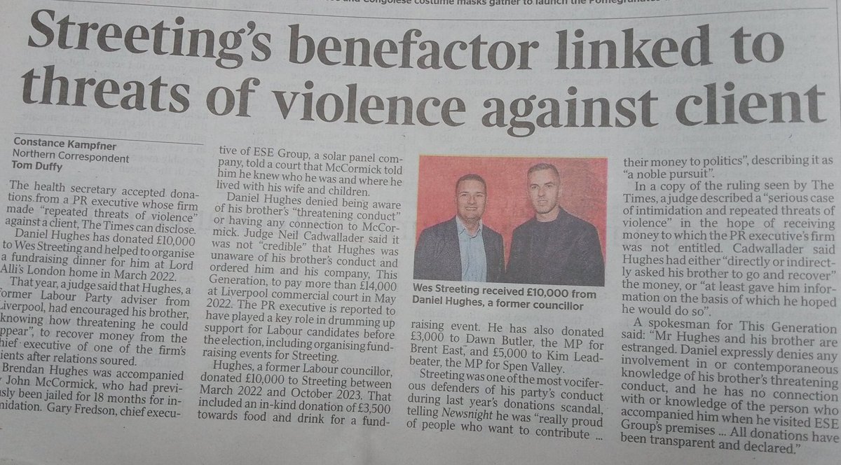 The health secretary accepted donations from a PR executive whose firm made “repeated threats of violence” against a CEO and their family, The Times can reveal.