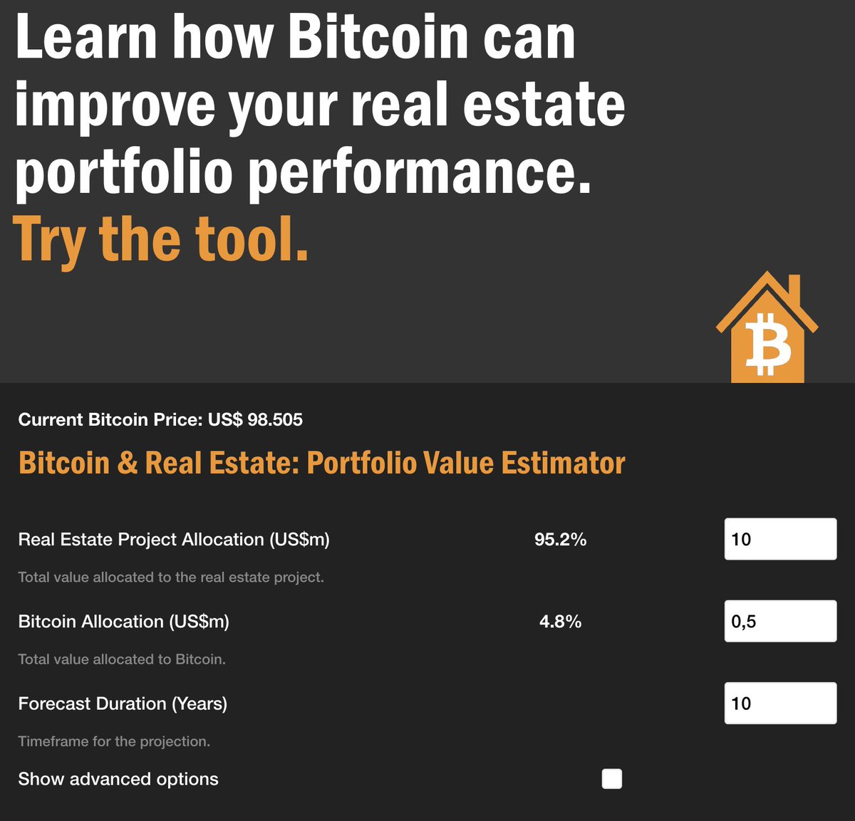 leonwankum's tweet image. We’ve completed the first draft of our Bitcoin & real estate portfolio value estimator! 🏠🚀
This tool shows how Bitcoin can enhance your real estate portfolio performance, check it out! ⤵️
Try the model: digitalrealestate.org
- Still optimizing for mobile
- Open for…