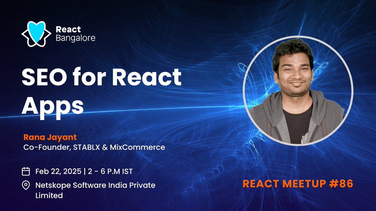 React Bangalore (@reactbangalore) on Twitter photo ✨ At our React meetup on Feb 22nd, <a href="/theranajayant/">Rana Jayant</a> will share his insights on building search friendly apps that can drive more traffic.
Register to join us at the meetup
meetup.com/reactjs-bangal… ✨ At our React meetup on Feb 22nd, <a href="/theranajayant/">Rana Jayant</a> will share his insights on building search friendly apps that can drive more traffic.
Register to join us at the meetup
meetup.com/reactjs-bangal…