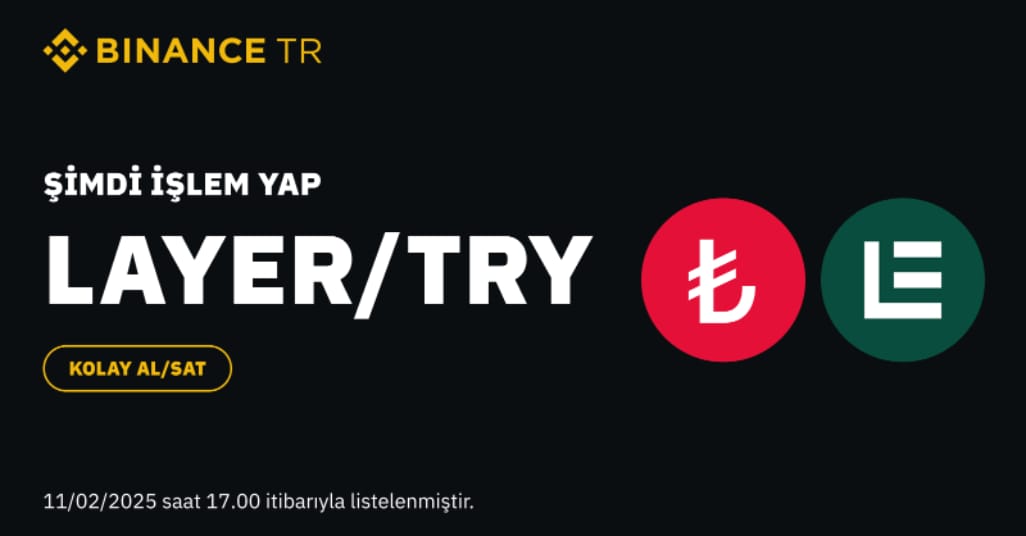 Binance TR sayesinde LAYER/TRY ile al-sat yapabilirsiniz!!

Binance TR $LAYER ile yeni listelemelerine devam ediyor ✅

$LAYER Sonsuz ölçeklenebilir ilk donanım hızlandırmalı ağdır✍️ 

Kaydolmak için:
binance-tr.onelink.me/a2LU/cc?pid=co…