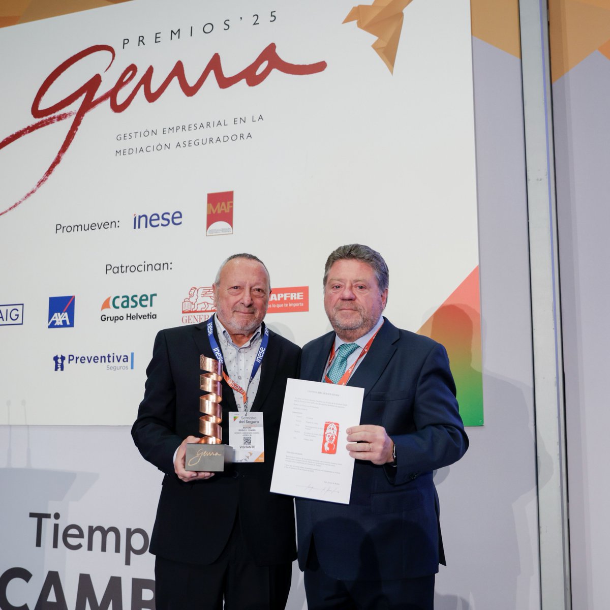 godoyassociats's tweet photo. Ahir vam ser a Madrid amb motiu de la Semana del Seguro 2025 on l'Antoni Godoy va rebre el 22è premi GEMA, impulsat per @Inese_seguros i IMAF, que reconeixia la seva trajectòria professional durant tota una vida dedicada al sector de la mediació.

Enhorabona, Antoni! https://t.co/w6WlMjzVPg