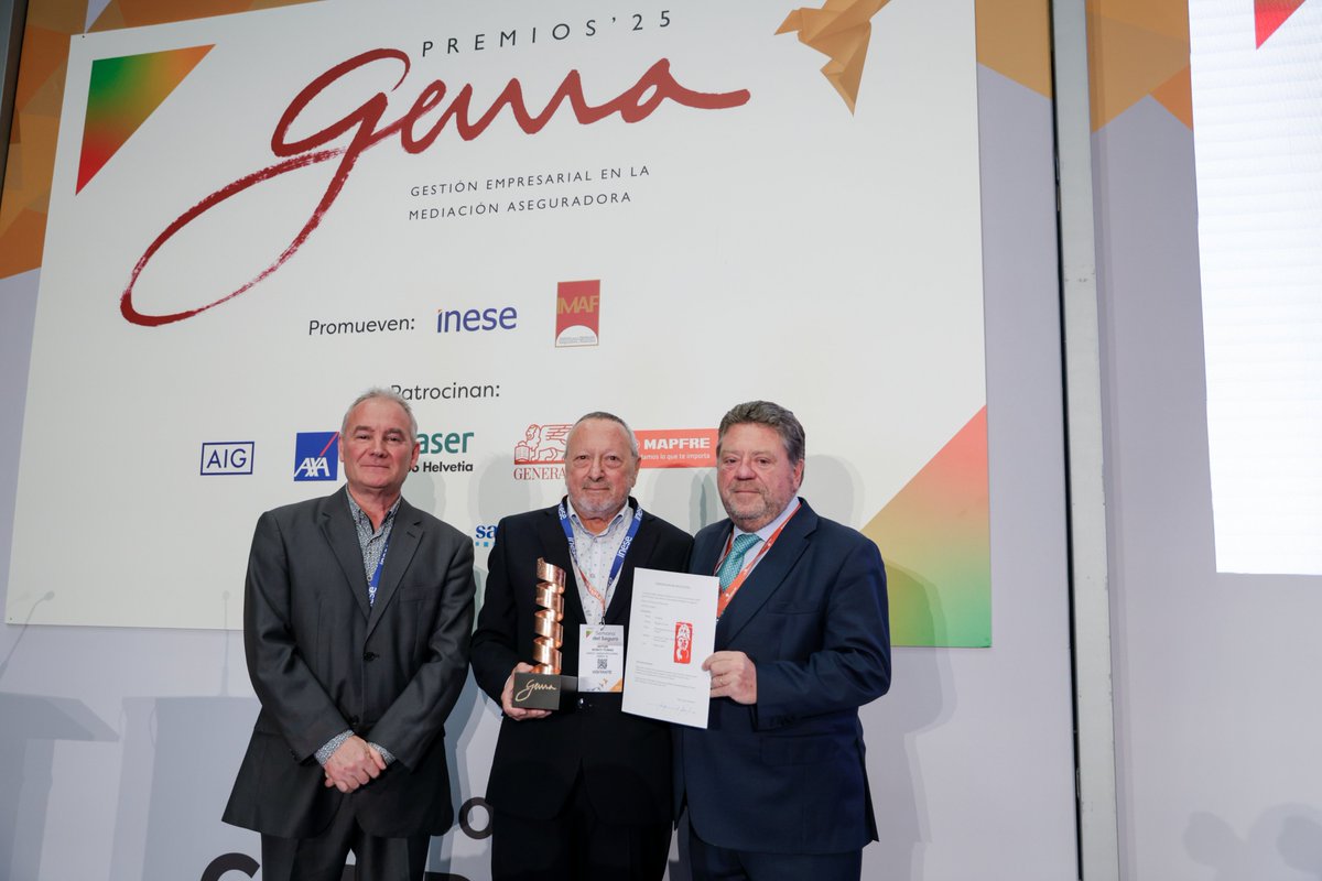 godoyassociats's tweet photo. Ahir vam ser a Madrid amb motiu de la Semana del Seguro 2025 on l'Antoni Godoy va rebre el 22è premi GEMA, impulsat per @Inese_seguros i IMAF, que reconeixia la seva trajectòria professional durant tota una vida dedicada al sector de la mediació.

Enhorabona, Antoni! https://t.co/w6WlMjzVPg