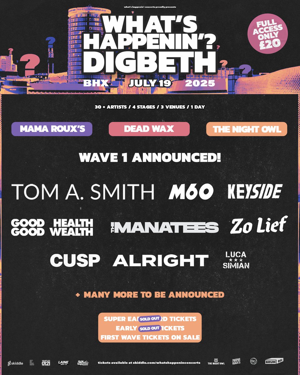 Birmingham always gives us the warmest welcome...

So we're delighted to announce we'll be playing Birmingham's first ever What's Happenin? Festival