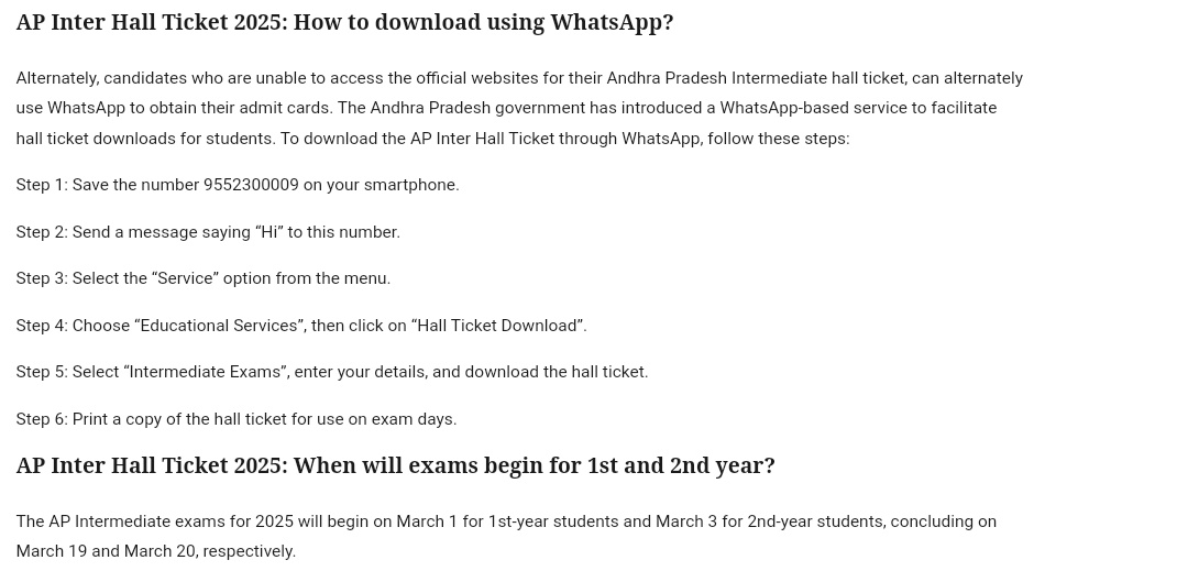 Pusif41412's tweet image. AP Intermediate 
1st Year &amp;amp; 2nd Year Hall Tickets
Download Via #Whatsapp

Send &quot;Hi&quot;  To 9552300009
Select 
-&amp;gt; Service
 -&amp;gt; Education service
-&amp;gt; Hall Ticket Inter 1&amp;amp; 2nd Year Download 

#WhatsAppGovernanceInAP 
@naralokesh 

#APIntermediate #APInter