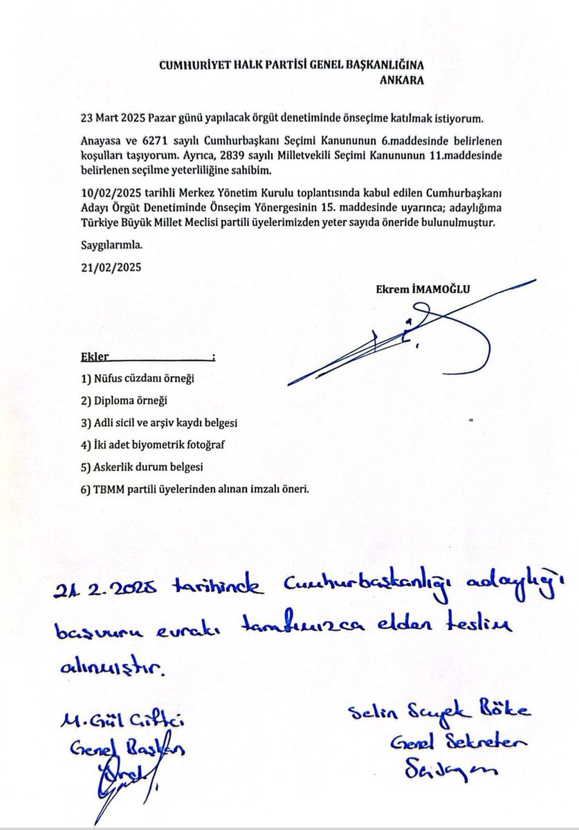 sinangumus06's tweet photo. Aslında bu başvuru ile Sn.@ekrem_imamoglu ; 

Devletimizi demokratik ve güçlü, milletimizi zengin ve huzurlu, vatandaşlarımızı eşit ve özgür,

Adaleti iktidarın değil mülkün temeli,

Siyasi rekabeti düşmanlık değil, milletin huzurunda adil ve medeni bir yarış haline getirecek. https://t.co/vPJzBptyFJ