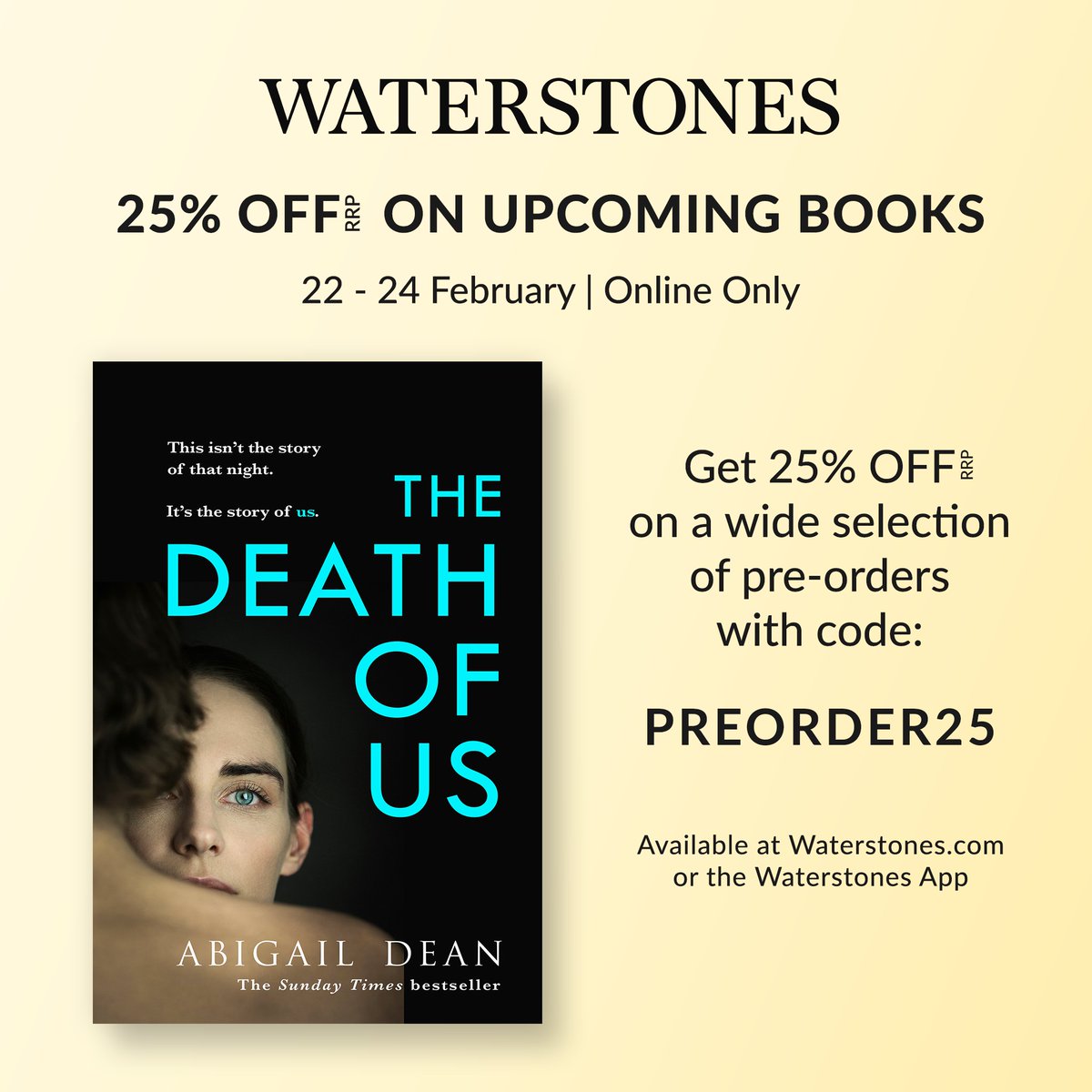 Hemlock_Press's tweet photo. Have you seen @Waterstones are offering 25% off pre-orders for this weekend only?! The perfect time to get Abigail Dean's breathtaking new novel!

Once you've pre-ordered enter our competition to win dinner at Sessions Art Club 🔗https://t.co/VONoVF8MvL

#WPreorder https://t.co/yJrpQHIs9V