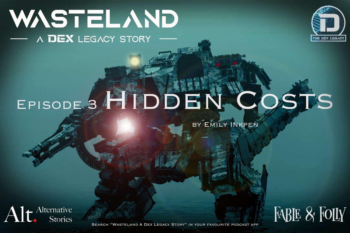 Alternative Stories (@storiesalt) on Twitter photo Out today! "Hidden Costs" by <a href="/emilyinkpen/">Emily Inkpen (she/her)</a> is the final full-length episode of our #mecha #scifi miniseries Wasteland.
You can listen and subscribe free here pod.link/1790863463 Out today! "Hidden Costs" by <a href="/emilyinkpen/">Emily Inkpen (she/her)</a> is the final full-length episode of our #mecha #scifi miniseries Wasteland.
You can listen and subscribe free here pod.link/1790863463