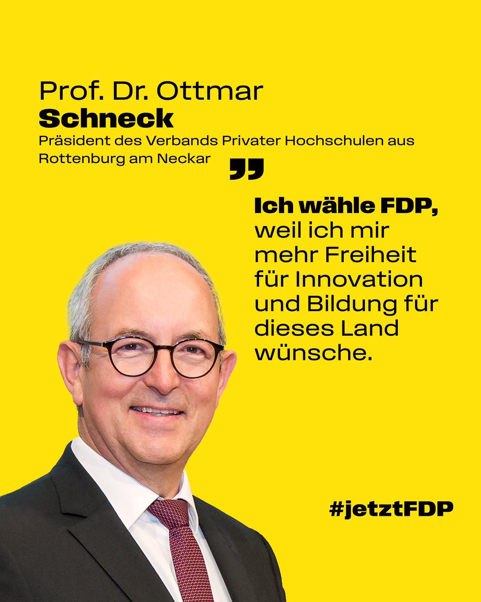 Ottmar Schneck wählt <a href="/fdp/">FDP</a>: Für Freiheit, Fortschritt und beste Bildung. #jetztFDP