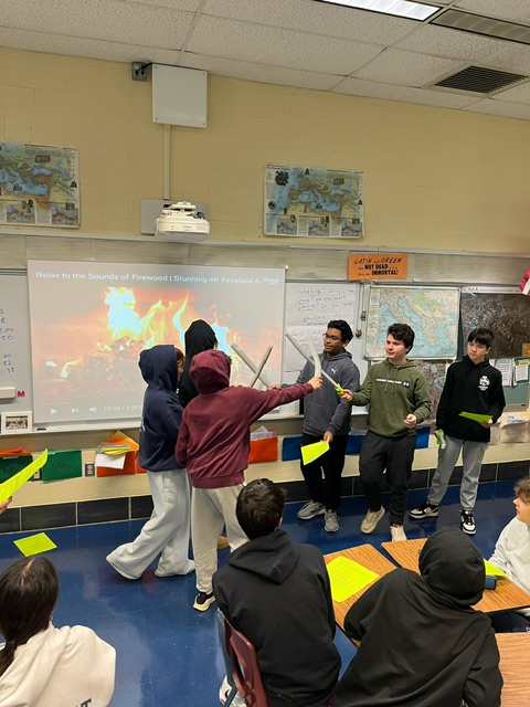 WVMSDragons's tweet image. 8th graders brought history to life by acting out the legendary battle of the Horatii and Curiatii—in Latin! 🎭A dramatic retelling of honor, loyalty, and ancient Roman rivalry. #LearningLatin #WVMS #LMSD