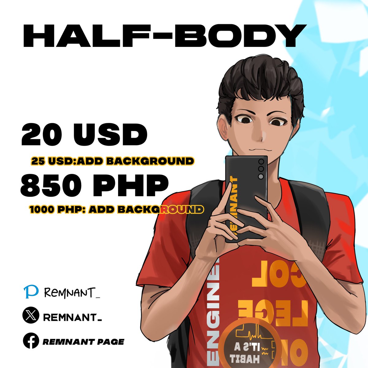 rmnscence's tweet photo. Commissions are open!

Mode of payment: Pyapal or Gcash
Turn around time will be 3-7 days!

50% down payment will be required upon completing sketch.

Strictly no refunds.

Dm for more info!

#opencommissions #commissionsopen #remnant_ #remnant_commission
#ibispaintx
#digitalart https://t.co/qEknUaMVXZ
