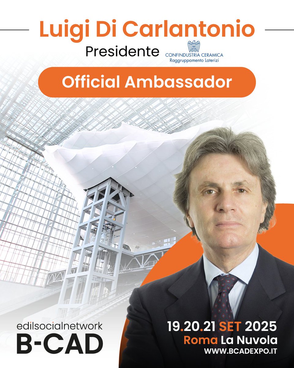 Luigi Di Carlantonio Ambassador B-CAD 2025, Vice Presidente Federcostruzioni e Presidente Confindustria Ceramica Raggruppamento Laterizio.

Hub Costruzioni e Laterizio: "Dalla crisi abitativa alla sostenibilità: il ruolo della responsabilità in edilizia"

bcadexpo.it