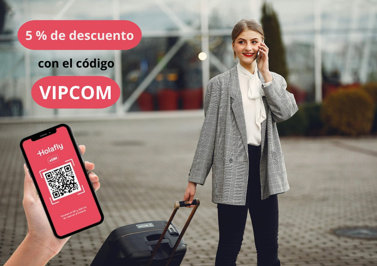 Vertical Iberica (@verticalcom_ib) on Twitter photo 🌍✈️ Si viajas por trabajo, sabes lo frustrante que es buscar WiFi o cambiar de SIM en cada país.
📲 Con una eSIM de <a href="/holafly_com/">Holafly | eSIM</a> , te conectas al instante, sin complicaciones. ¡Y con nuestro código VIPCOM tienes un 5% de descuento! 🎁
#eSIM #Actualidad #Viaje #Ahorro 🌍✈️ Si viajas por trabajo, sabes lo frustrante que es buscar WiFi o cambiar de SIM en cada país.
📲 Con una eSIM de <a href="/holafly_com/">Holafly | eSIM</a> , te conectas al instante, sin complicaciones. ¡Y con nuestro código VIPCOM tienes un 5% de descuento! 🎁
#eSIM #Actualidad #Viaje #Ahorro