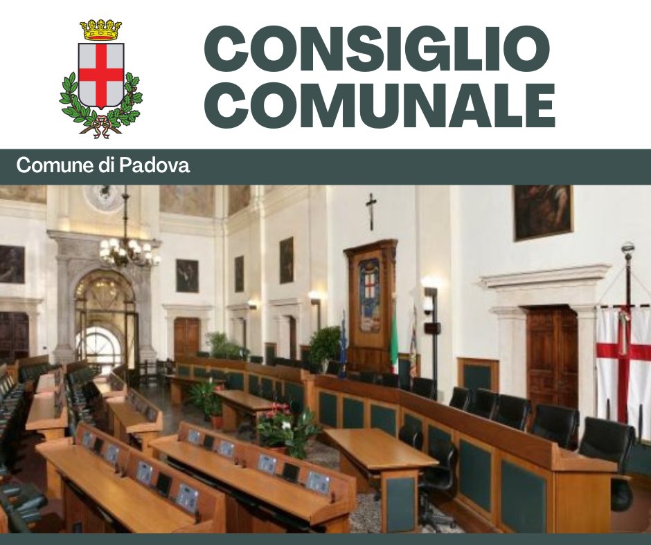 Comune di Padova (@comunepadova) on Twitter photo ๐ฃ Il Consiglio comunale si riunisce, in seduta pubblica di prima convocazione, lunedรฌ 24 febbraio alle 18:00 a Palazzo Moroni.
๐ป La seduta puรฒ essere seguita anche in diretta sul canale YouTube del Comune di #Padova.
๐ Ordine del giorno e altre info โคต๏ธ
comune.padova.it/novita/notizieโฆ ๐ฃ Il Consiglio comunale si riunisce, in seduta pubblica di prima convocazione, lunedรฌ 24 febbraio alle 18:00 a Palazzo Moroni.
๐ป La seduta puรฒ essere seguita anche in diretta sul canale YouTube del Comune di #Padova.
๐ Ordine del giorno e altre info โคต๏ธ
comune.padova.it/novita/notizieโฆ