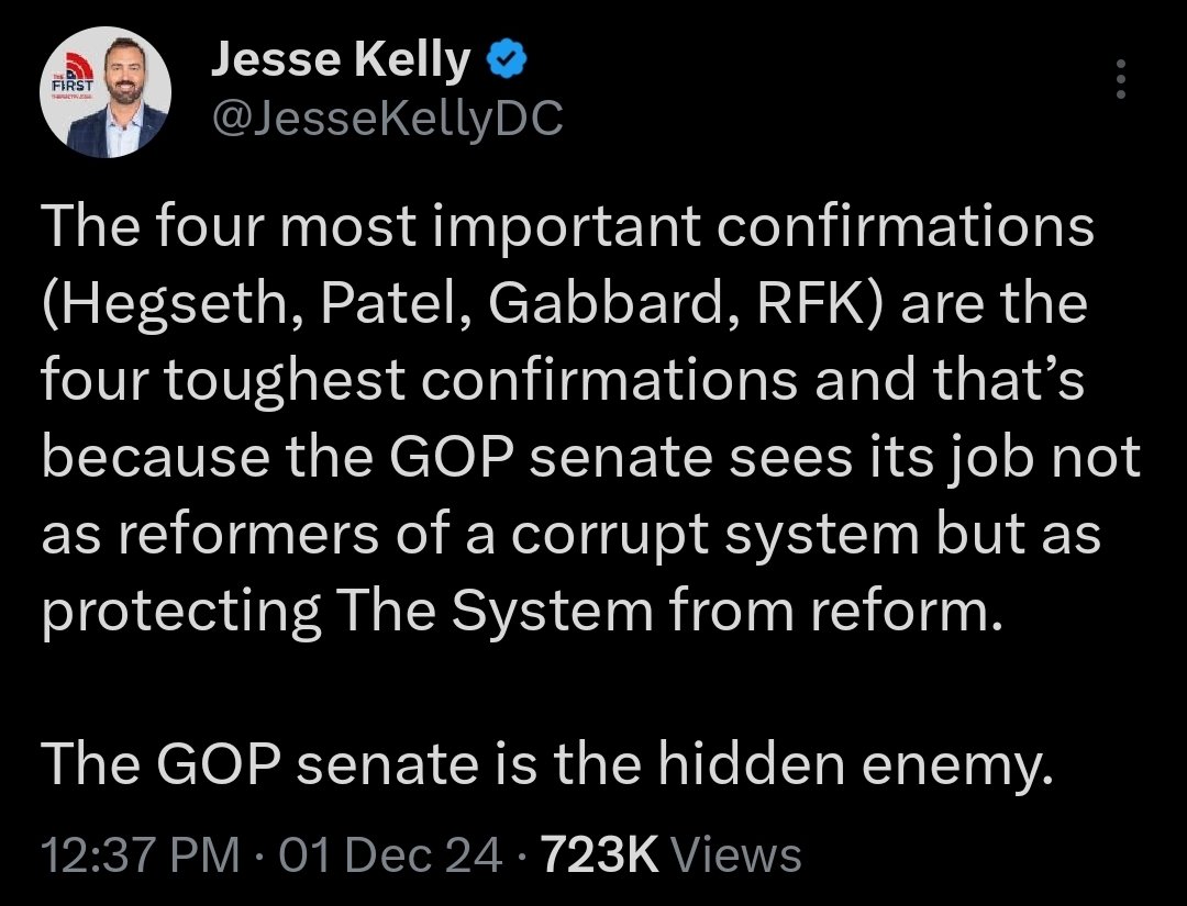 LPMisesCaucus's tweet image. This just reaffirms how the contentious confirmations succeeding doesn&apos;t mean the Senate&apos;s fundamental character has changed, it means the swampy GOP Senators saw opposing said confirmations as political suicide.

x.com/search?q=from%…