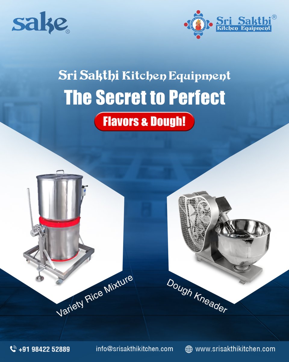 sakthi_kitchen's tweet photo. SAKE’s Variety Rice Mixer &amp; Dough Kneader streamline your kitchen operations! From flavor-packed rice dishes to faster kneading of the dough to perfection for every preparation. 

https://t.co/kBgRuCU7OD

#VarietyRiceMixer #DoughKneader #SAKE #SriSakthiKitchenEquipment https://t.co/KHtUT7938C