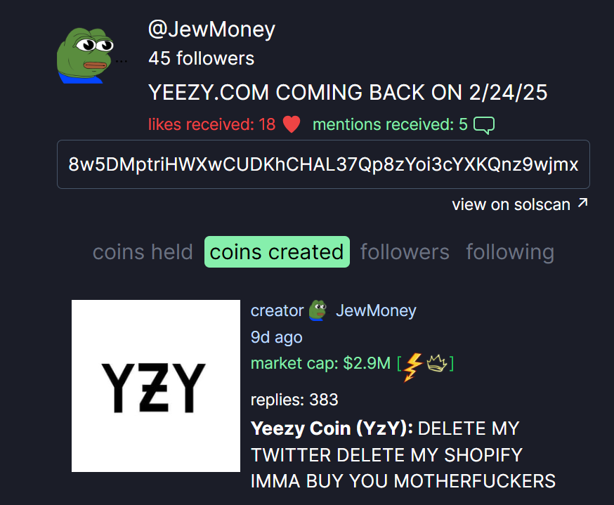 爱来自侃爷，告诉过你。 love from kanye, told you CA：4NBTf8PfLH4oLFnwf3knv46FY9i5oXjDxffCetXRpump