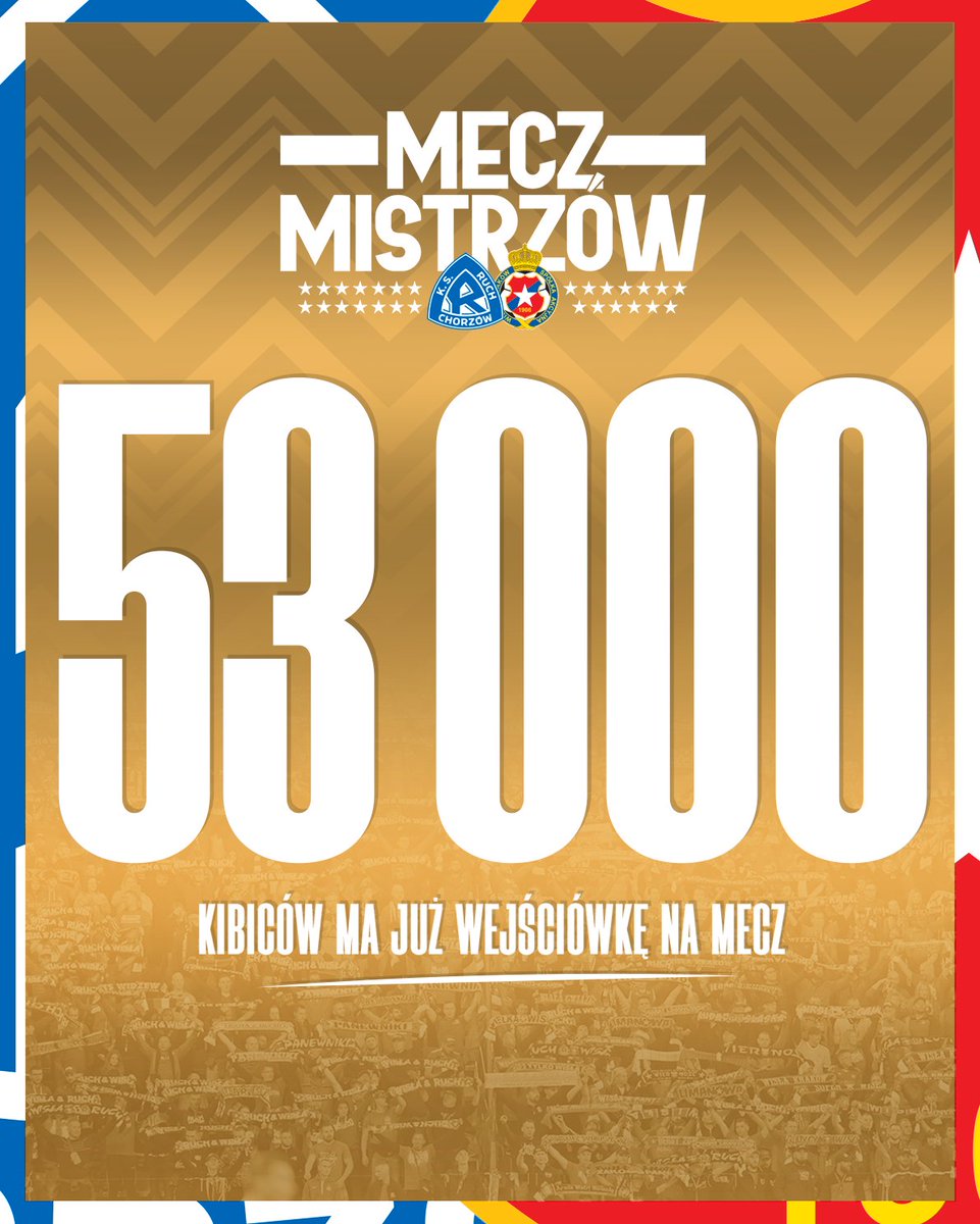 𝟝𝟛 𝟘𝟘𝟘 ✅

🎟️ bilety.ksruch.com #MeczMistrzów⭐