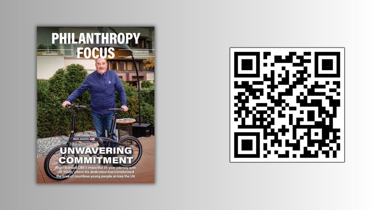 The European (@europeanmag) on Twitter photo Our Philanthropy Focus is out now!
Leads with <a href="/nigelmansell/">Nigel Mansell CBE</a> and his 25-year commitment to transforming the lives of young people with UK Youth, by raising millions and launching innovative programs.
Click the link below & scan the QR code 👇
issues.the-european.eu/flipbook/phila… Our Philanthropy Focus is out now!
Leads with <a href="/nigelmansell/">Nigel Mansell CBE</a> and his 25-year commitment to transforming the lives of young people with UK Youth, by raising millions and launching innovative programs.
Click the link below & scan the QR code 👇
issues.the-european.eu/flipbook/phila…
