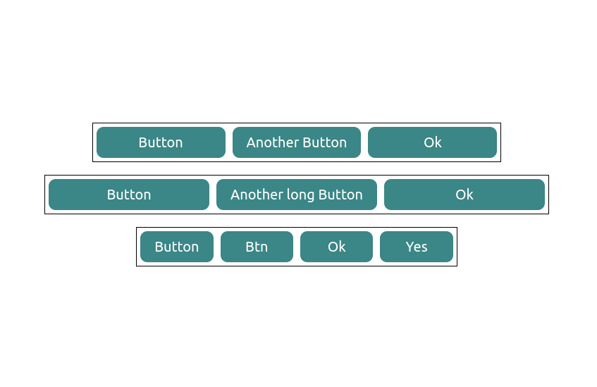 Showing a set of buttons with equal width. The width is defined by the widest button.