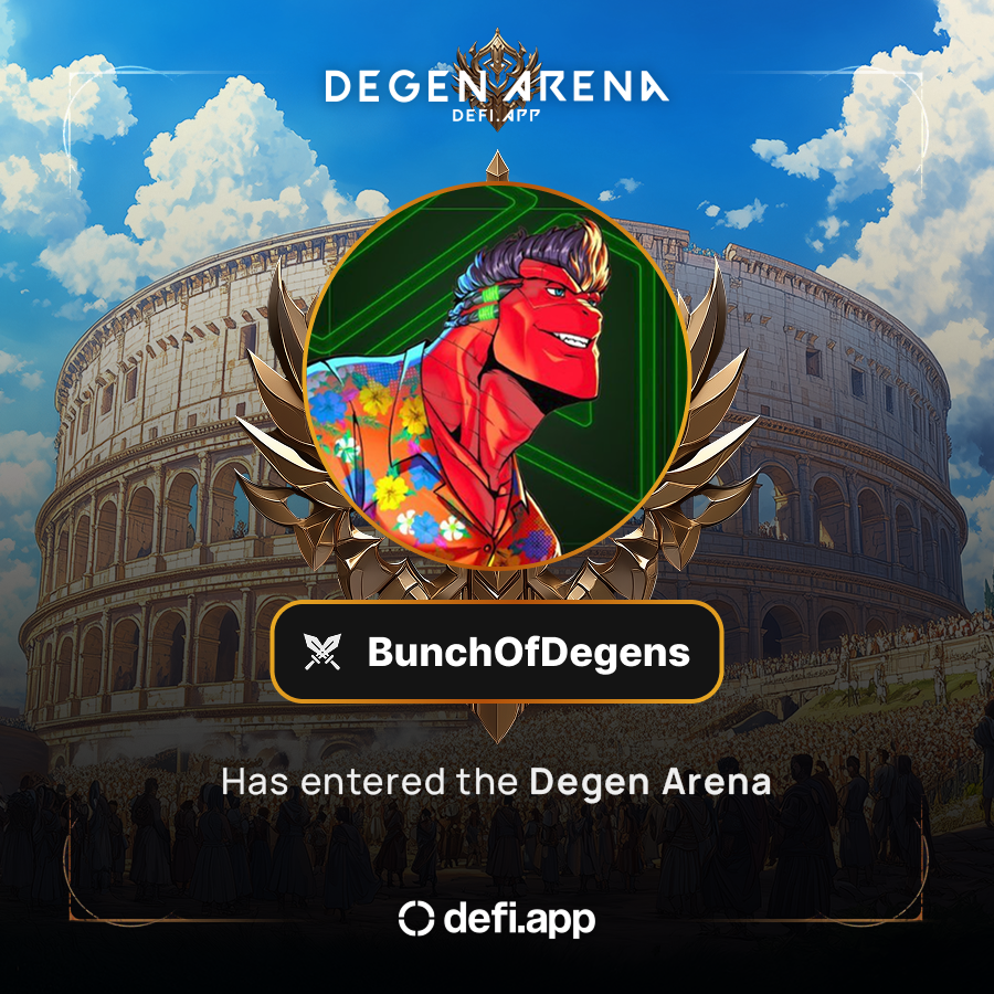 ImGroot 🧲 (@imgroot66) on Twitter photo I’m competing in <a href="/defidotapp/">Defi App 🎩</a>'s Degen Arena ⚔️
Ape any token on any chain in a single click, while earning massive rewards.
Join here: app.defi.app/join/hwp1m7 I’m competing in <a href="/defidotapp/">Defi App 🎩</a>'s Degen Arena ⚔️
Ape any token on any chain in a single click, while earning massive rewards.
Join here: app.defi.app/join/hwp1m7