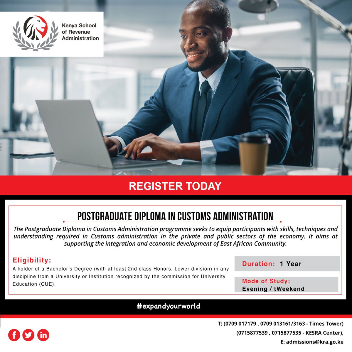 Step into the World of Customs Administration! 

Advance your career with KESRA’s Postgraduate Diploma in Customs Administration—a program designed to equip you with specialized skills in customs and trade regulations.

📌 May 2025 Intake Ongoing!
📍 Mode of Study: Evening &amp;