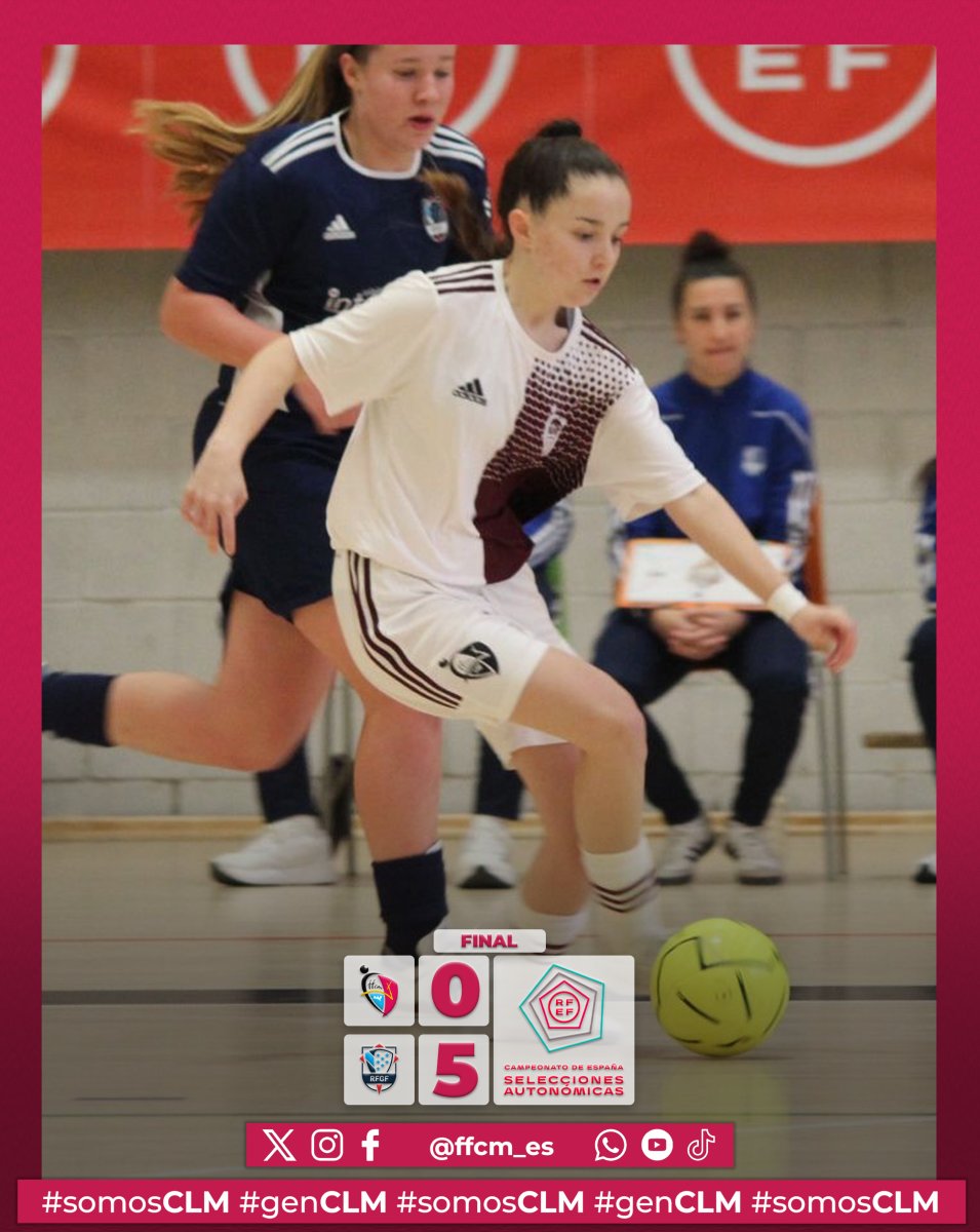 FFCM_es's tweet image. 🛡️ SUB-16 | ⬜️ CLM 0️⃣-5️⃣ GAL 🟦

40’ | Se acaba el sueño para la #selecciónCLM sub-16 de #futsalCLM, que no pudo ante #Galicia. Las de Lorenzo Villajos se dejaron todo para intentar en la Fase Final, pero no pudo ser. ¡Arriba el ánimo, chicas!

#somosCLM | #genCLM |…