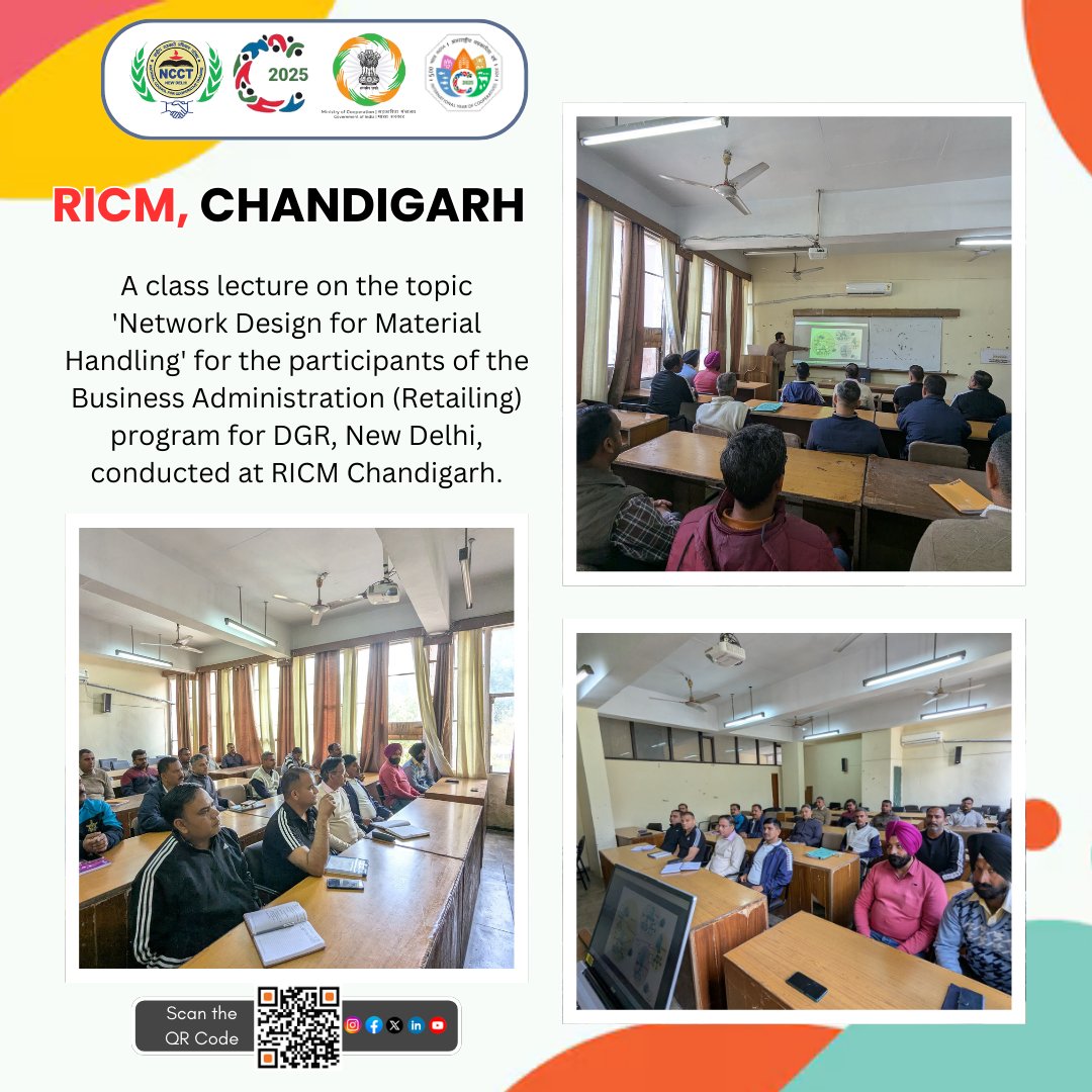 ricmchd's tweet image. A class lecture on the topic 'Network Design for Material Handling' for the Business Administration (Retailing) program participants for DGR, New Delhi, conducted at RICM Chandigarh.
#NetworkDesign #MaterialHandling #BusinessAdministration #RetailManagement #DGRNewDelhi
