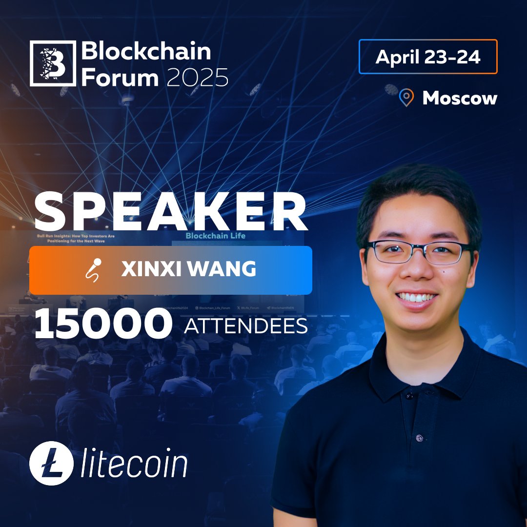 Meet <a href="/TheRealXinxi/">Dr. Xinxi</a> (@Litecoin) at Blockchain Forum 2025 in Moscow

Xinxi Wang shares his knowledge for 15,000+ attendees on April 23-24.

🔥 Get your ticket today: blockchain.forum/en/?utm_source…