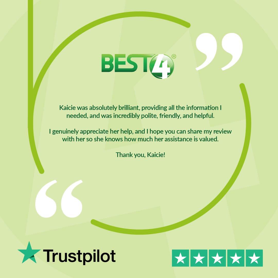 Best4UK's tweet photo. We’re so glad Kaicie was able to help. Your feedback means a lot, and we’ll make sure she knows how much her support is appreciated.

#CustomerFeedback #5StarReview https://t.co/154qoIh0Hh