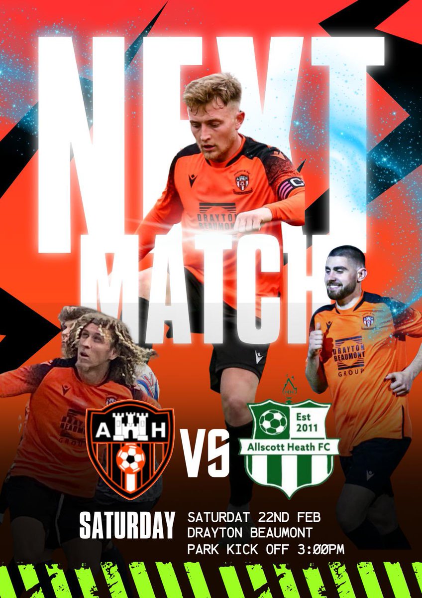 🔊🔊🔊 1 DAY TO GO 🔊🔊🔊

We’re back at Drayton Beaumont Park this Saturday as we continue to push and secure a play off spot. 

Come down and help get the lads over the
line.

Your support all season has been fantastic , can you help the lads get another 3 points tomorrow.