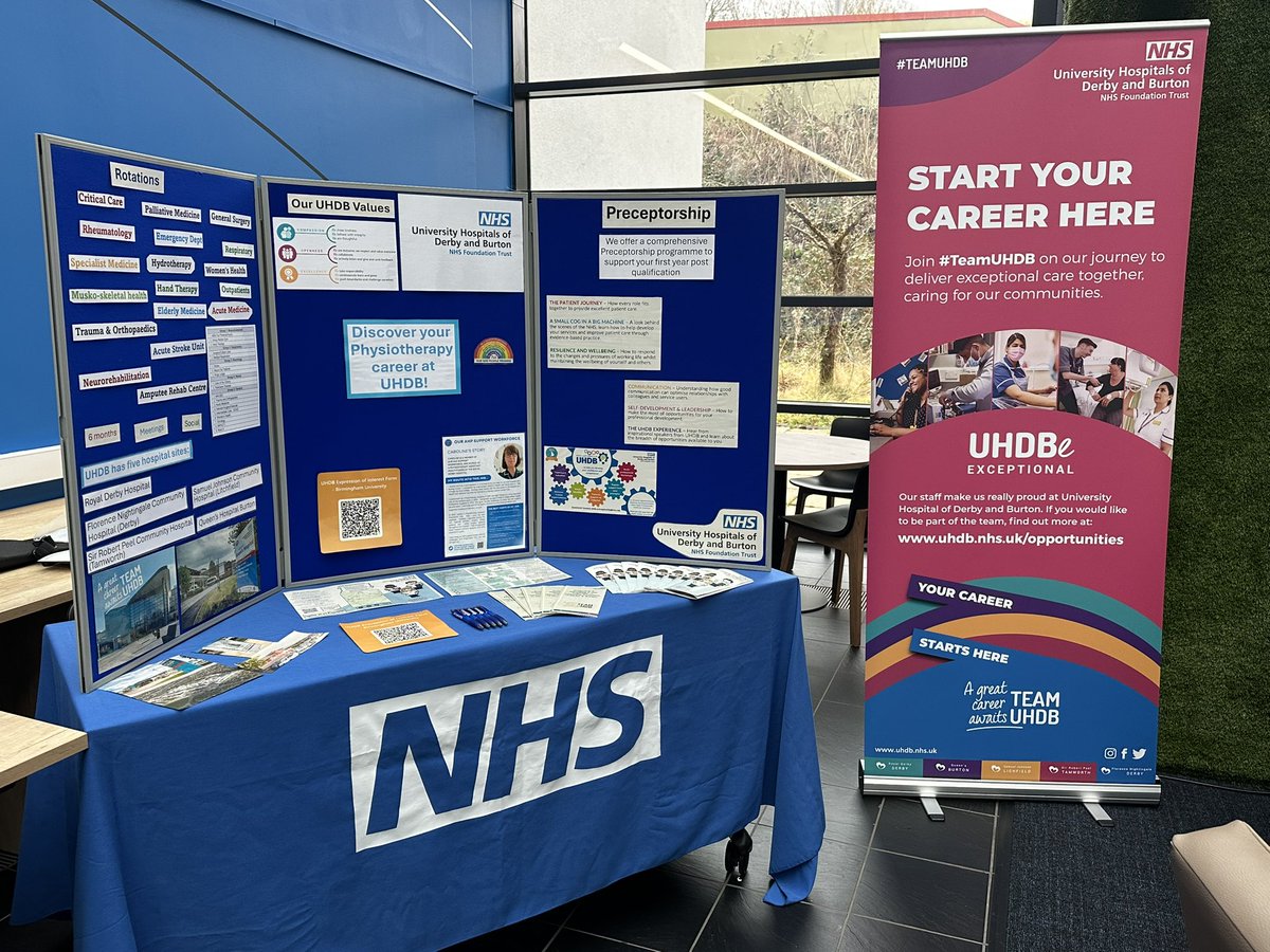 SmallOneFoss's tweet photo. All set and ready to go at University of Birmingham for the Physiotherapy careers event @UHDBTrust @UHDBAHPs @unibirmingham https://t.co/jb31zG98gc